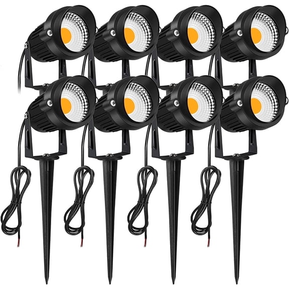 JESLED 7W Low Voltage Landscape Light, Outdoor LED Spotlight, 12-24V, 3000K, 8Pcs