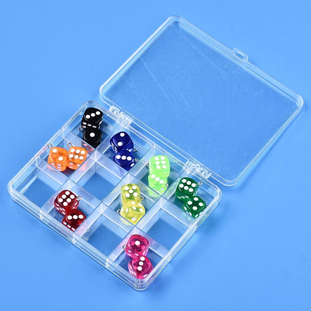 Polystyrene Bead Storage Containers 12 Compartments Organizer boxes with Hinged Lid Rectangle Clear 13x10.5x2cm compartment: 3x3cm DIY
