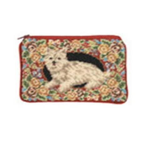 123 Creations C500CC-4.5x7 in. Floral Bulldog Petit-point Cosmetic Purse
