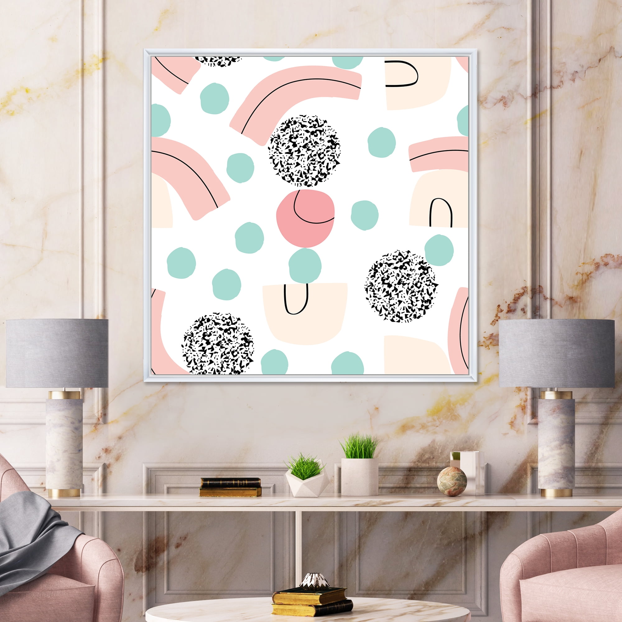 Designart 'Elements and Organic In Pastel Tones' Modern Framed Canvas Wall Art Print