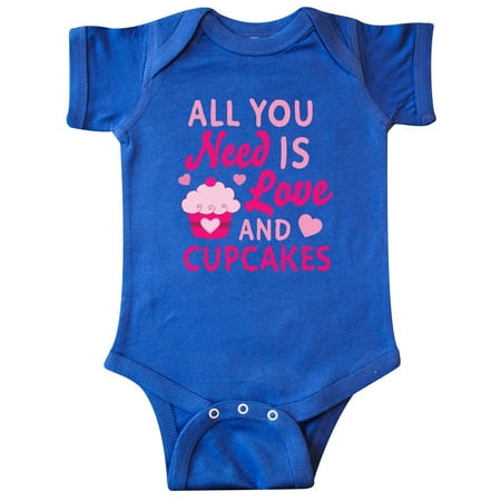 

Inktastic Valentines Day All you Need is Love and Cupcakes Gift Baby Boy or Baby Girl Bodysuit