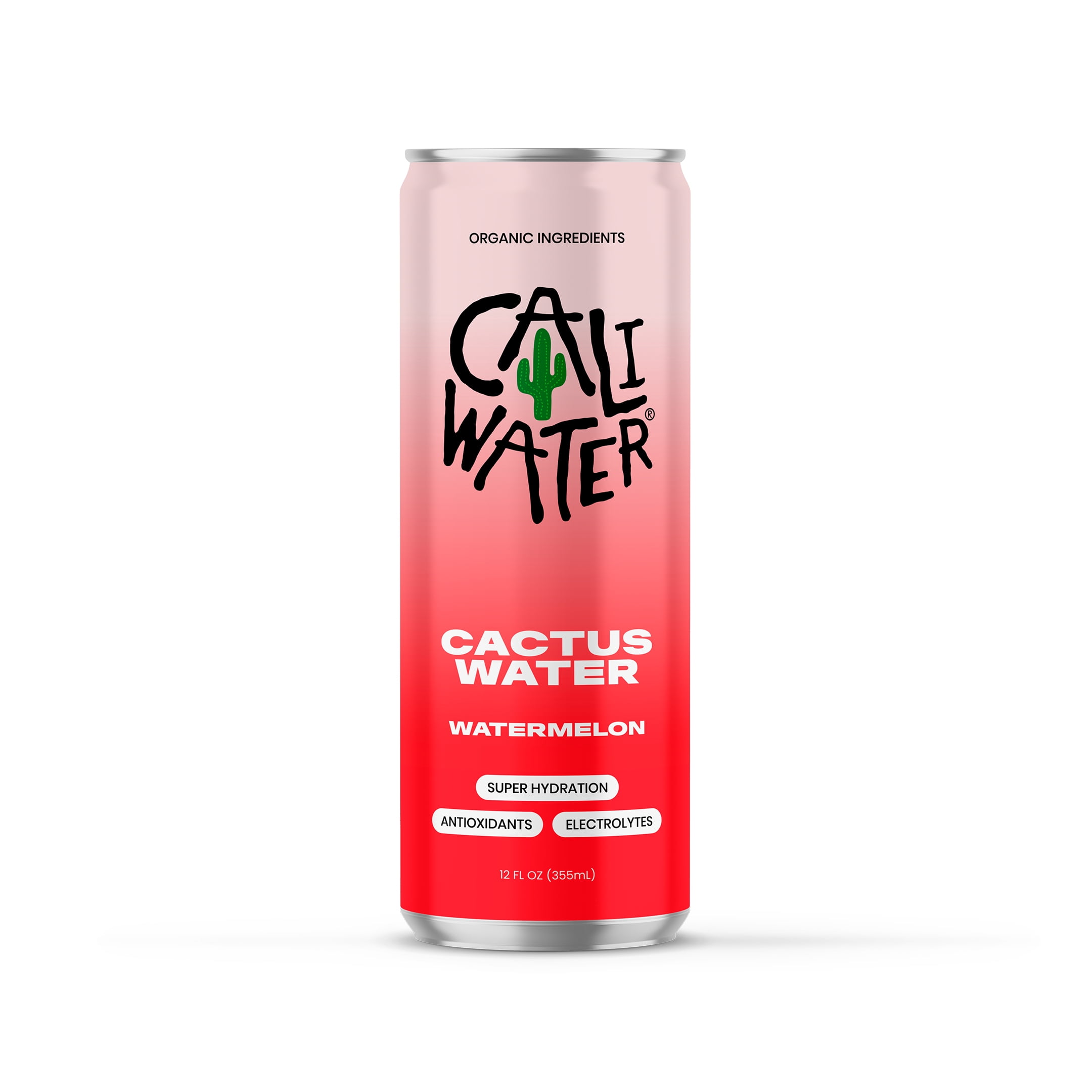 (12 pack) Caliwater Organic Cactus Water, Watermelon, Single Can, Coconut Water Alternative, 12 fl oz Liquid Can