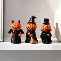 3 Pcs Miniature Halloween Pumpkin Witch Figurines Cute Resin Pumpkin Halloween Table Decor Devil Witch Pumpkin Decor Halloween Figurines Halloween Fairy Garden Accessories for Home Indoor Decor