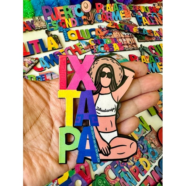 Imanes para Refrigerador Mexicanitas Ixtapa Zihuatanejo Souvenirs MDF 3 mm