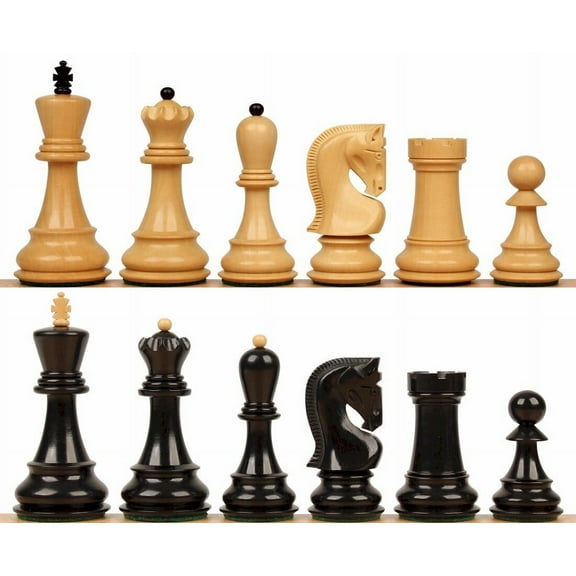 Zagreb Series Chess Set - Ebony & Boxwood Pieces - 3.25" King