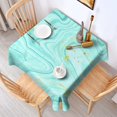 thumbnail image 2 of 60x60in(152x152cm) Square Tablecloth, Waterproof Polyester Table Cover, Wrinkle Resistant & Washable Fabric for Dining, Kitchen, Picnic, Turquoise Marble Pattern, 2 of 6