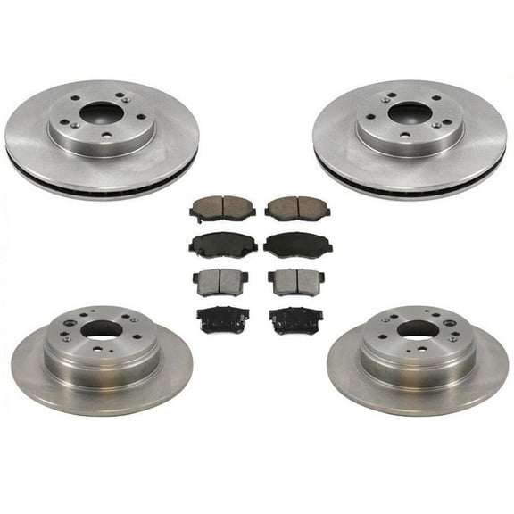 Front Rear Disc Brake Rotors & Ceramic Pads for Honda Element 2003-2011