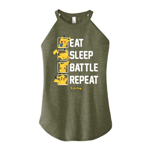 Pokémon - Eat, Sleep, Battle, Repeat - Juniors High Neck Tank Top