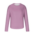 thumbnail image 4 of Zylanna Men's T-Shirts Tee, Stretchy Crew Neck Long Sleeve Solid Color Casual Tops for Man Pink, 4 of 5