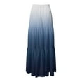 thumbnail image 4 of YDFCWXW Women's Boho Maxi Skirt A-Line Flowy Ruffle Tiered Elastic High Waist Beach Long Skirts with Pockets Navy, L, 4 of 5