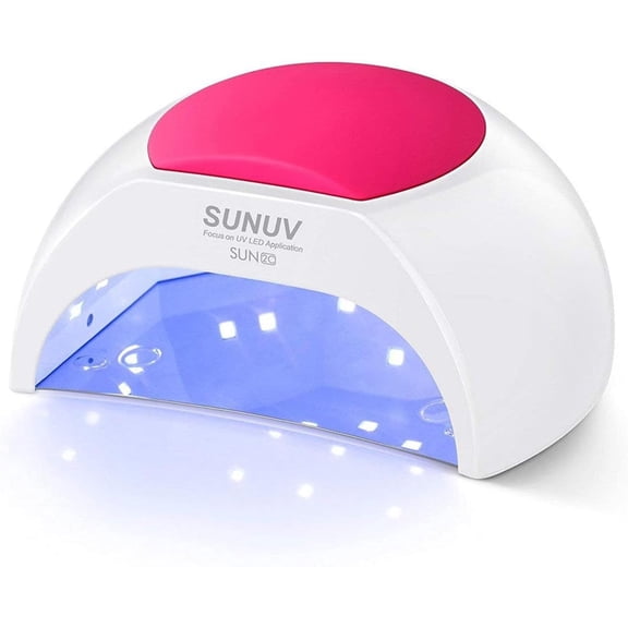 SUNUV SUN2C 4 Timer Settings, LED Curable 48W LED Nail Dryer for Gel Polish with Silicone Pad, Pink