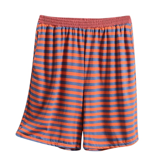 Women Shorts with Pockets Stripe Pajama Shorts for Women Elastic Waist Loose Boxer Shorts Summer Casual Knee Length Home Bottoms Loungewear Red XL