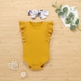 thumbnail image 4 of Dooleck Baby Girl Clothes Infant Ribbed Ruffle Bodysuit Floral Shorts Outfit Set, 4 of 8
