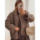 thumbnail image 1 of Abrigos informales de lana de cordero con solapa y una hilera de botones para mujer, chaquetas de gran tamaño lisas con bolsillos a la moda, ropa de calle cálida de otoño 2024, 1 of 5