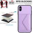 thumbnail image 3 of for iPhone X/XS Slim Case with Card Holders and Strap for Women, iPhone X/XS Phone Case Wallet PU Leather Kickstand RFID Blocking Flip Shockproof Wallet Case - Purple, 3 of 11