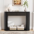 thumbnail image 7 of Wirrytor Mid-Century Modern Fluted Console Table with 2 Drawers, Narrow Entryway Table with Storage Shelf, Accent Sofa Table for Living Room, Black, 7 of 7