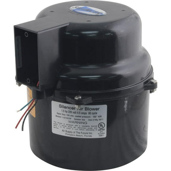 Blower, Air Supply Silencer, 1.5hp,230v, 4.5A, Hardwire