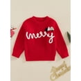 thumbnail image 4 of FOCUSNORM Toddler Christmas Sweaters Letter Tree/Santa Embroidered Long Sleeve Round Neck Ribbed Knitted Pullover, 4 of 9