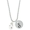 thumbnail image 1 of Delight Jewelry White Easter Egg with Clear Crystal Dots Silvertone Script Initial Disc - S - Charm Necklace, 20"+3", 1 of 4