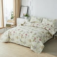 thumbnail image 3 of Jessy Home Flower Quilt Twin Size Red Floral Bedding Microfiber Bedspread Coverlet Set, 3 of 7