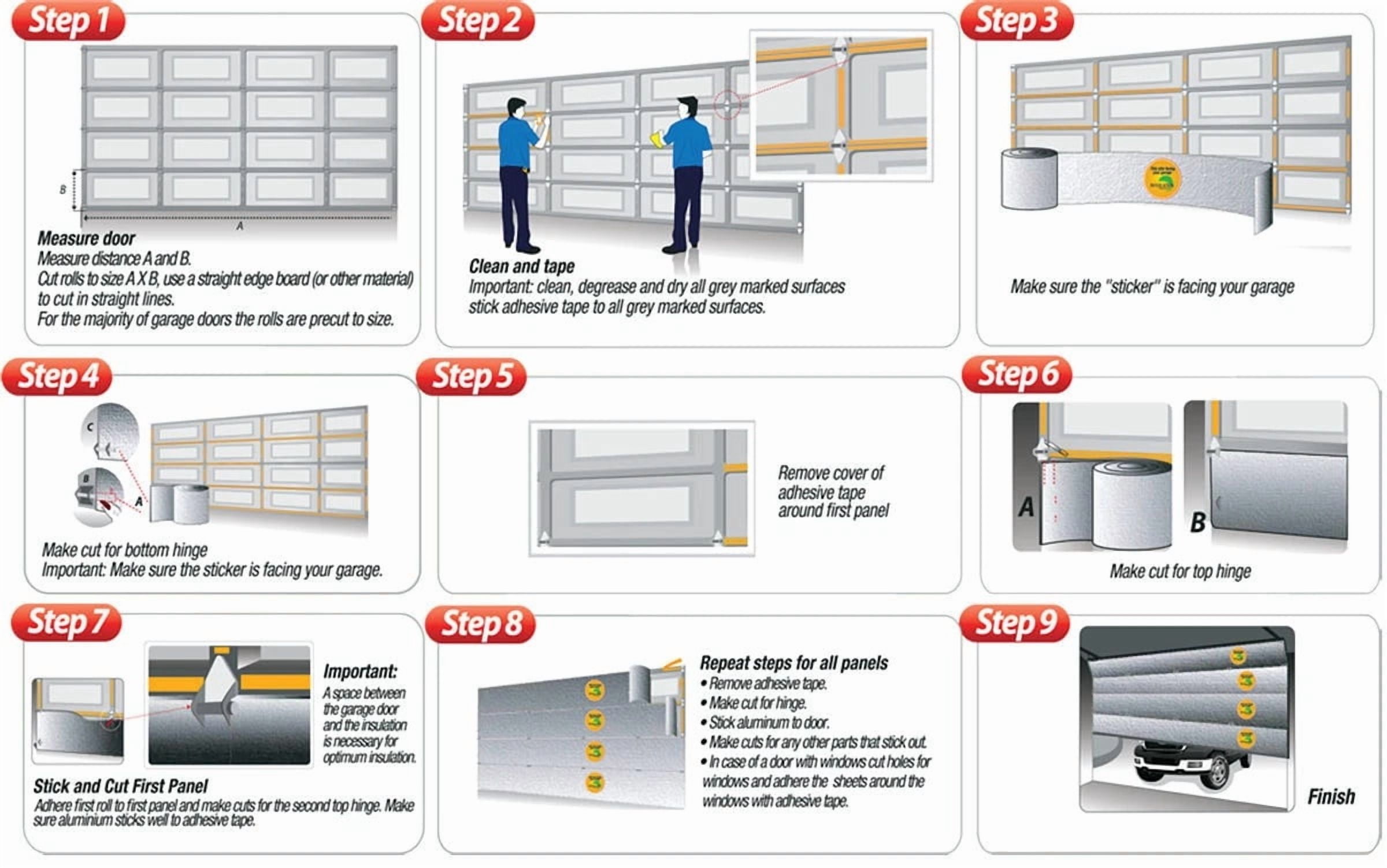 Garage Door Insulation Kit R 8 Fits 12L x 8H (W/ SPRAY ADHESIVE)