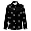thumbnail image 4 of Black Womens Blouses Women's Long Sleeved Printed Button Down Shirt Ladies Tops and Blouses, 4 of 5