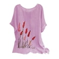 thumbnail image 1 of Birdeem Blouses pour Femmes T-Shirt Décontracté Imprimé Mode Manches Courtes en Coton et Lin, 1 of 12