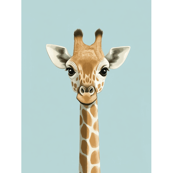 Cute Giraffe Head Canvas Wall Art Print, Perfect for Living Room, Bedroom, Office, Kitchen, and Bathroom Decoration.