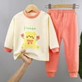 thumbnail image 2 of NOLDARES Baby Kids Toddler Girl Cute 2 Piece Fall Clothes Long Sleeve Round Neck Top and Cozy Joggers Outfits Clothing(Light Yellow,2-3 Y), 2 of 4