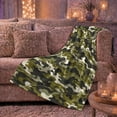 thumbnail image 6 of Military Camouflage Green Autumn Forest, Peaceful Mountain Lake Scene, Warm Flannel Blanket for Cabin and Lodge, Outdoor Lovers person's Day Gift, Artistic Home Decor, 6 of 9