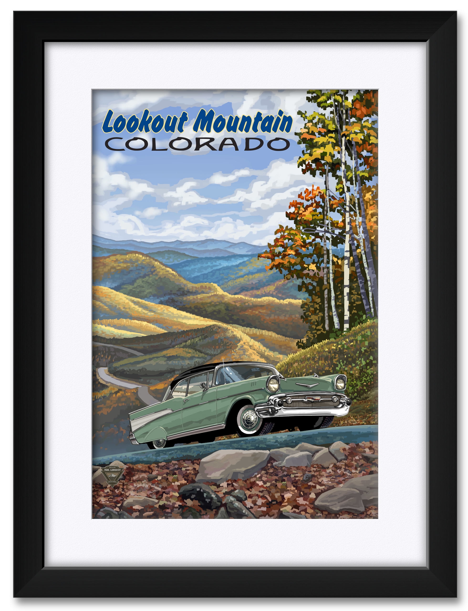 Lookout Mountain Colorado Chevy Framed & Matted Art Print by Paul A
