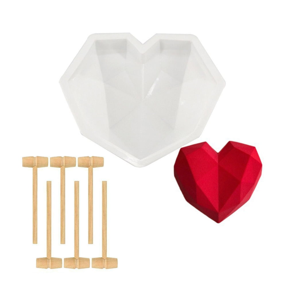 Silicone 3D Heart Shape Cake Mold Fondant Chocolate Baking Mould Tool W/Hammer