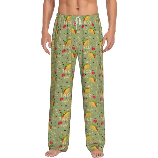 Kdxio Taco Pattern Men's Pajama Pants, Elastic Waist with Drawstring and Pockets, Comfortable Loungewear-Medium
