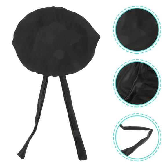 BESTONZON  Adjustable Shower Hat Black Imitation Silk for Decor and Sleeping