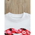 thumbnail image 5 of Kiapeise Toddler Baby Girl Valentine's Day Skirt Outfit Set Love Heart Lip Printing T-Shirt Tops Rompers Pleated Tutu Skirts, 5 of 8