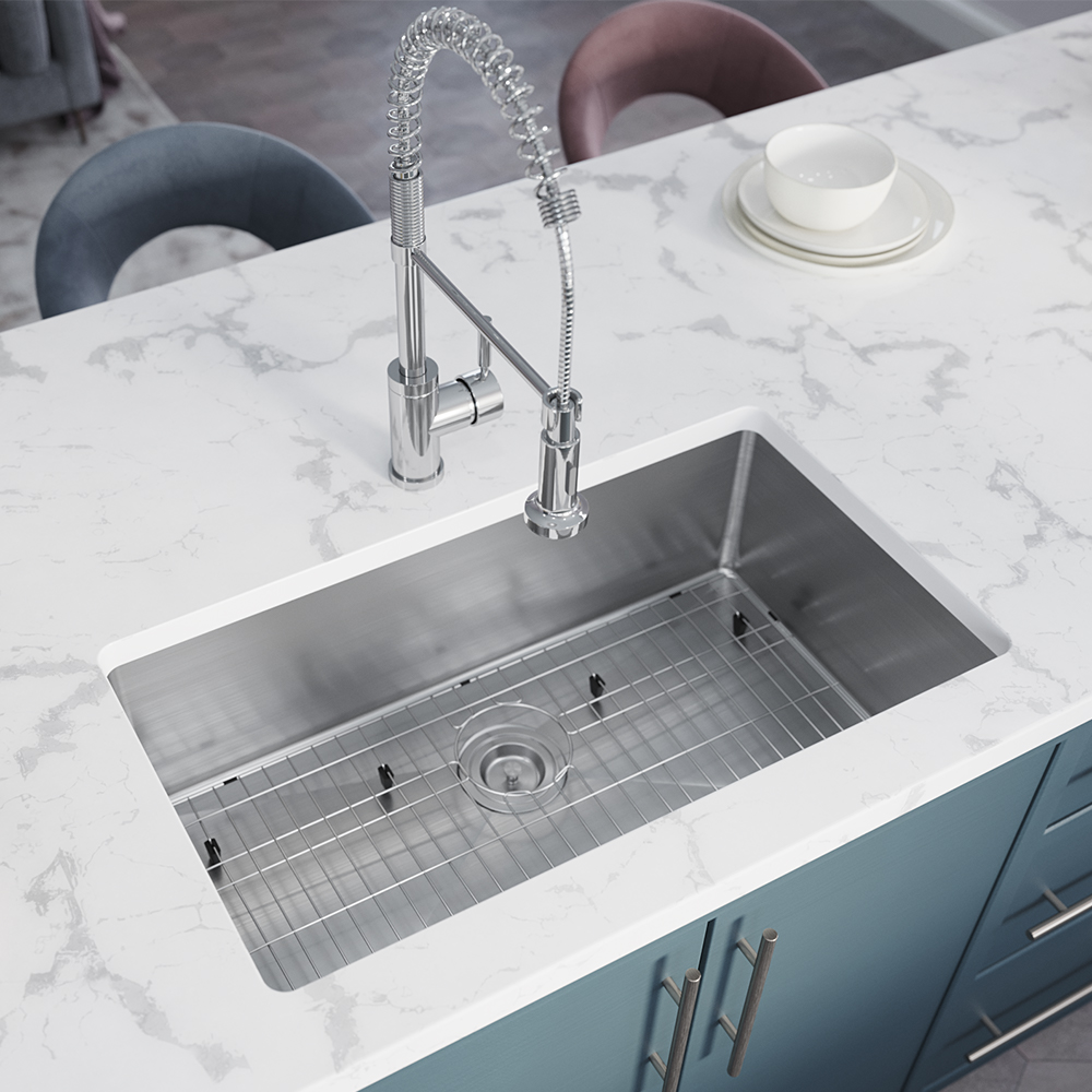 3120S 14 Gauge Single Bowl Stainless Steel Kitchen Sink, Basket