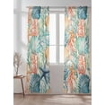 thumbnail image 2 of Sheer Curtains 84 Inches Long 2 Panels Set for Living Room, Coastal Beach Semi Sheer Curtains for Windows, Nautical Summer Coral Starfish Shell Voile Window Treatments Rod Pocket Curtain, 2 of 7