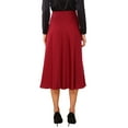 thumbnail image 3 of INSPIRE CHIC Women's Skirt Satin High Waist A-Line Elastic Flared Casual Midi Skirts M Red, 3 of 6