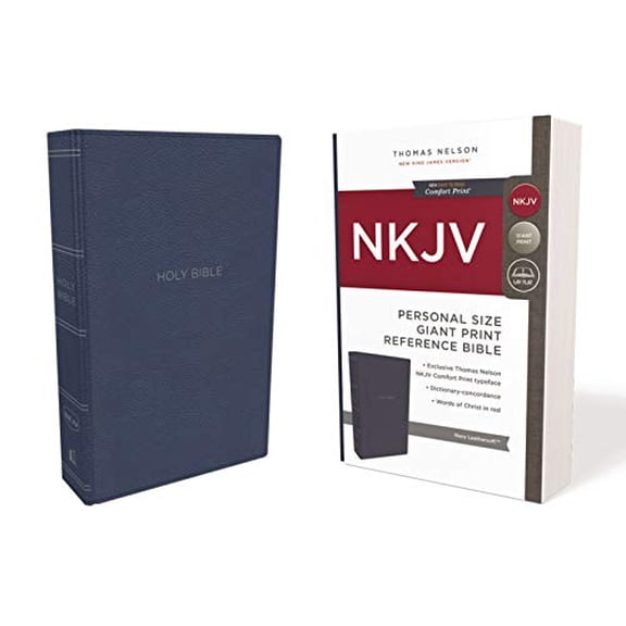 Pre-Owned NKJV, Reference Bible, Personal Size Giant Print, Imitation Leather, Blue, Red Letter Edition, Comfort Print (Other)(Large Print)