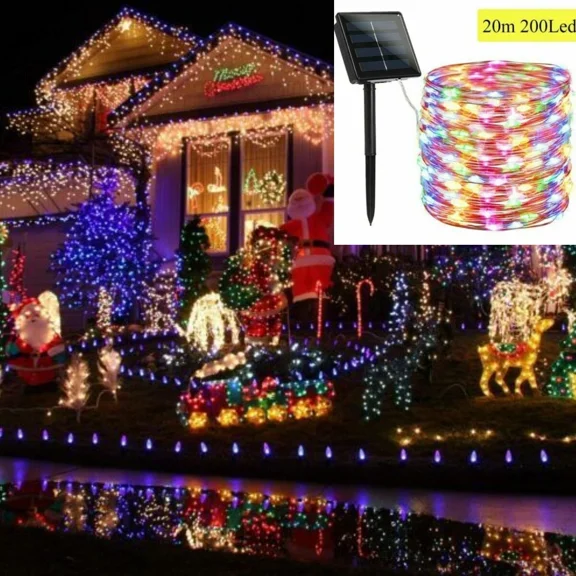 PURELY- 200 Led Solar Power String Fairy Lights Garden Outdoor Party Christmas Diy Lamp