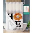thumbnail image 2 of No Hook Shower Curtain with Snap in Liner, HOME Fall Thanksgiving Pumpkin Maple Leaves Sunflower Rustic Wood Grain Shower Curtains for Bathroom, Washable Inner Liner with Mesh Top Window, 36"x78", 2 of 6
