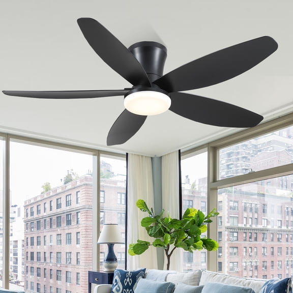 PHORUS 42‘’ Low Profile Ceiling Fan with Dimmable LED Light, Remote & App Control, Quiet Reversible DC Motor, Flush Mount for Indoor & Covered Outdoor Use