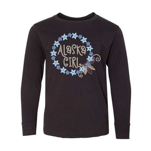 Inktastic Alaska Girl Forget-Me-Not Flower Long Sleeve Youth T-Shirt