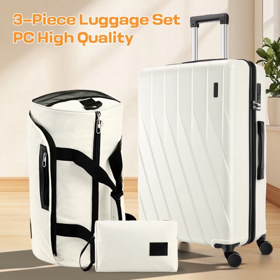 SANOPY 3-Piece Travel System: 20" Hardshell PC Suitcase (TSA Lock)   Convertible Gym Bag (Backpack/Crossbody/Tote)   Leak-Proof Cosmetic Organizer | Steel Handle, 360° Silent Wheels, 3-Year Warranty