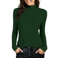 thumbnail image 2 of Turtleneck Shirt Women-Ribbed Long Sleeve Tops Slim Fitted Base Layer Soft Stretch 2025 Dark Green S, 2 of 3