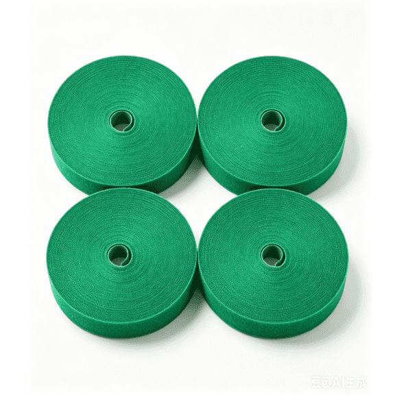 4 Rolls Reusable Green Plant Velcro Tape, Adjustable Plant Tie Strap for Climbing Vines Flowers Vegetables Garden Plant Support, Total 65 Feet