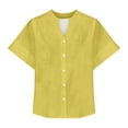 thumbnail image 3 of MDUKONU Womens Short Sleeve Shirts V Neck Collared Button Down Shirt Tops Yellow L, 3 of 3