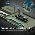 thumbnail image 4 of Dteck for Samsung Galaxy S23 Plus with Camera Cover & Kickstand, Heavy Duty Military Grade Shockproof Rugged Slide Lens Protection 360 Rotate Ring Stand, Impact-Resistant Protective Bumper, darkgreen, 4 of 8