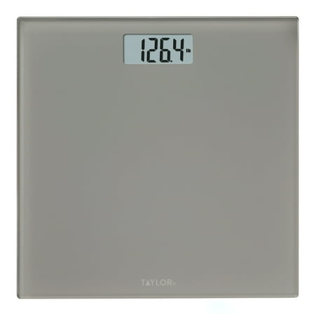 Taylor 11.0" x 11.0" Digital Glass Body Weight Scale Battery Powered, FSA HSA Eligible, 350 lb Capacity, Gray