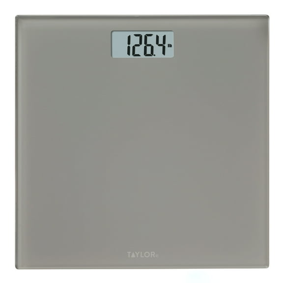 Taylor 11.0" x 11.0" Digital Glass Body Weight Scale Battery Powered, FSA HSA Eligible, 350 lb Capacity, Gray